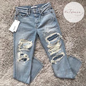GRLFRND x Revolve Karolina High Rise e Street Distressed Skinny Jeans Size 25